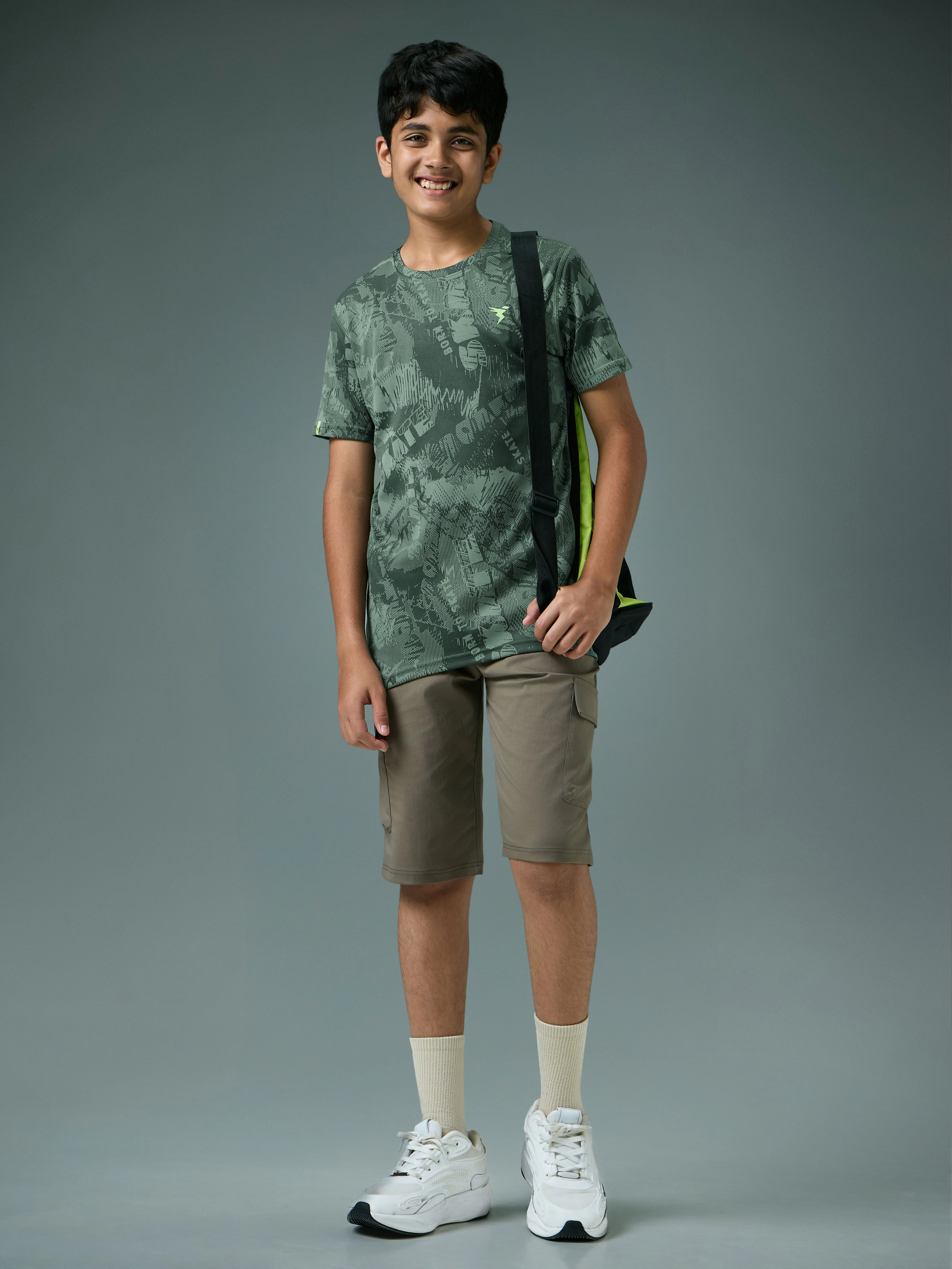 Boys Self Design Slim Fit Crew Neck T-shirt with DOUBLE COOL - Image 5