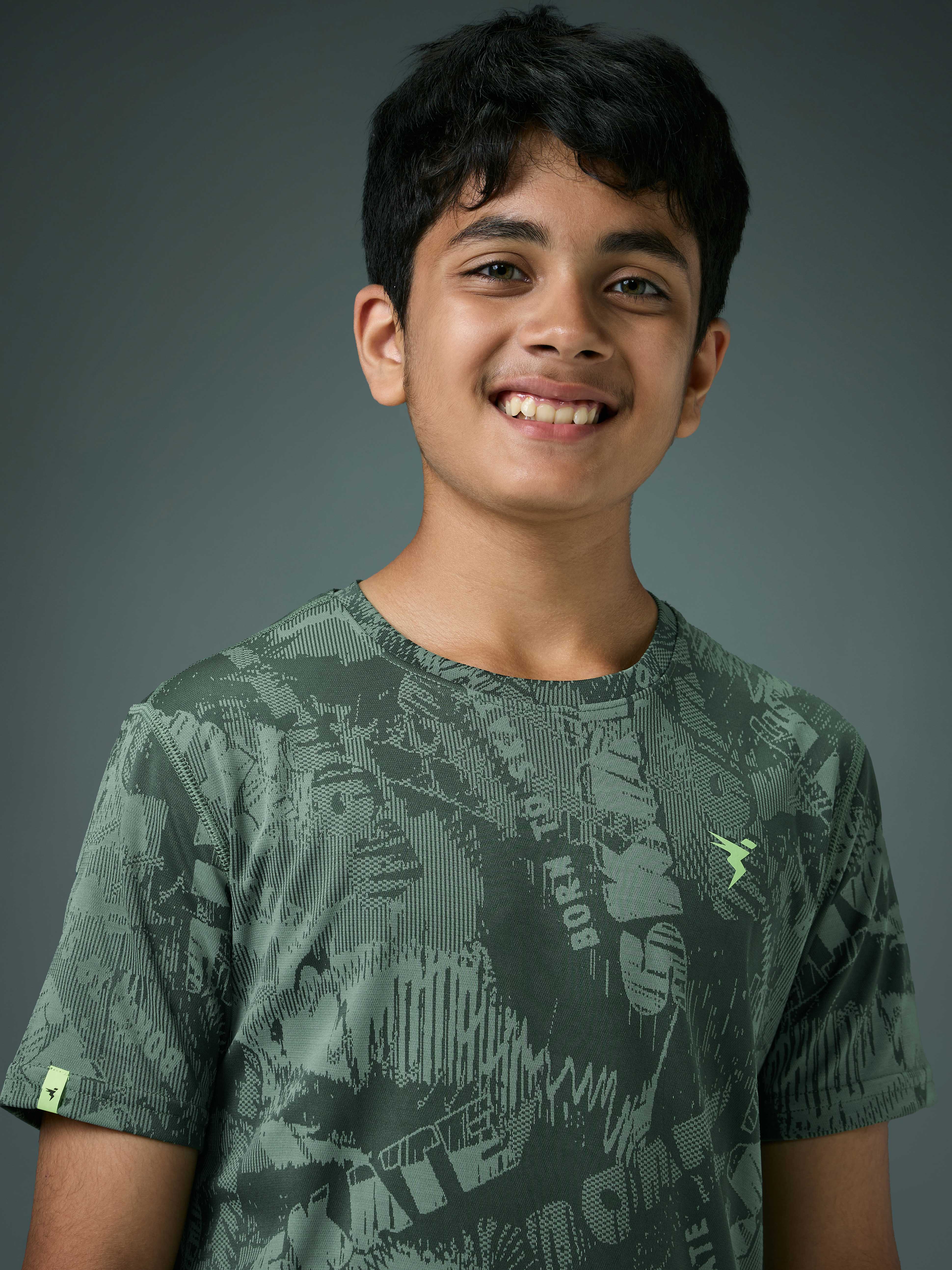 Boys Self Design Slim Fit Crew Neck T-shirt with DOUBLE COOL - Image 6