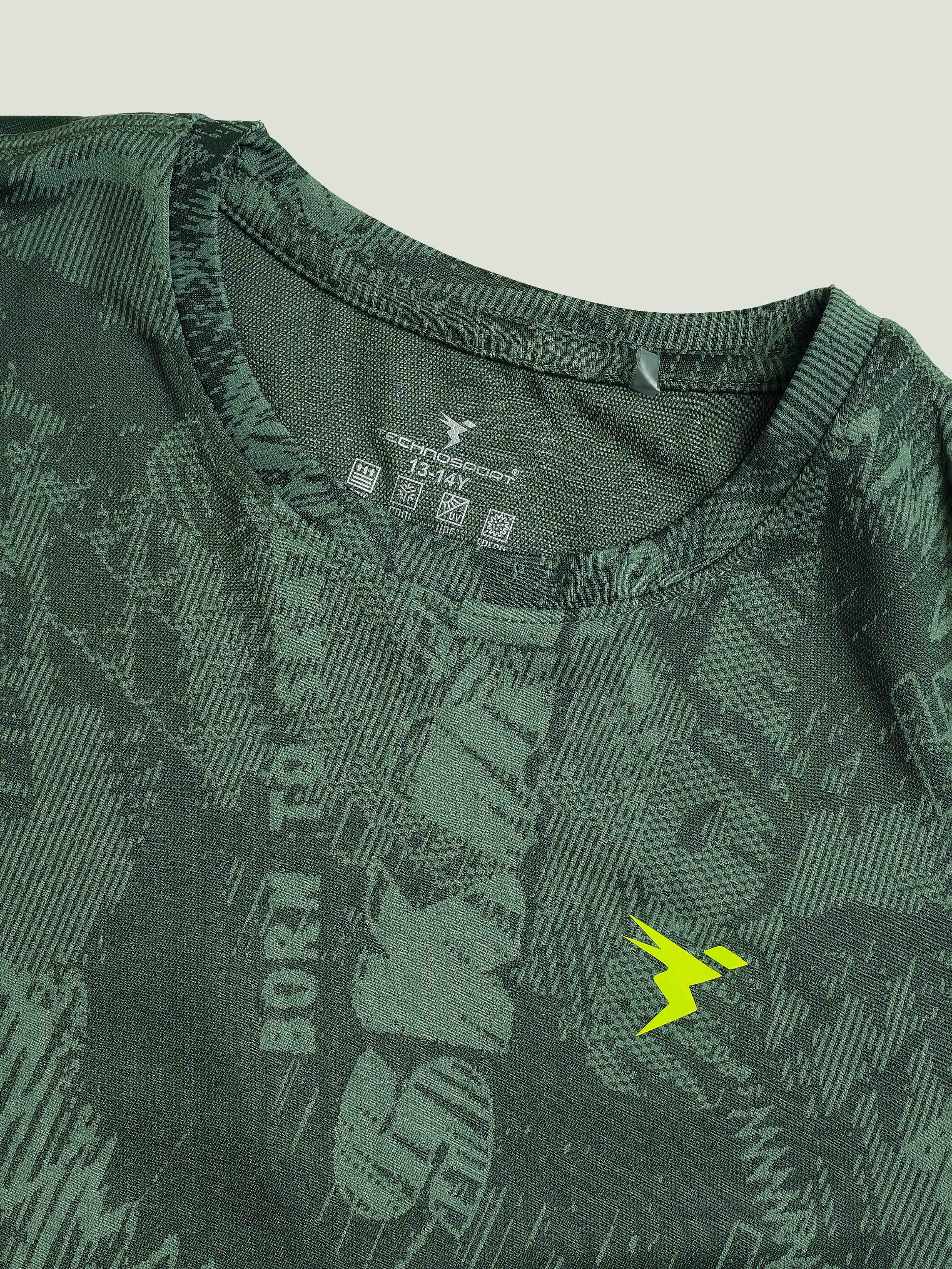 Boys Self Design Slim Fit Crew Neck T-shirt with DOUBLE COOL - Image 7