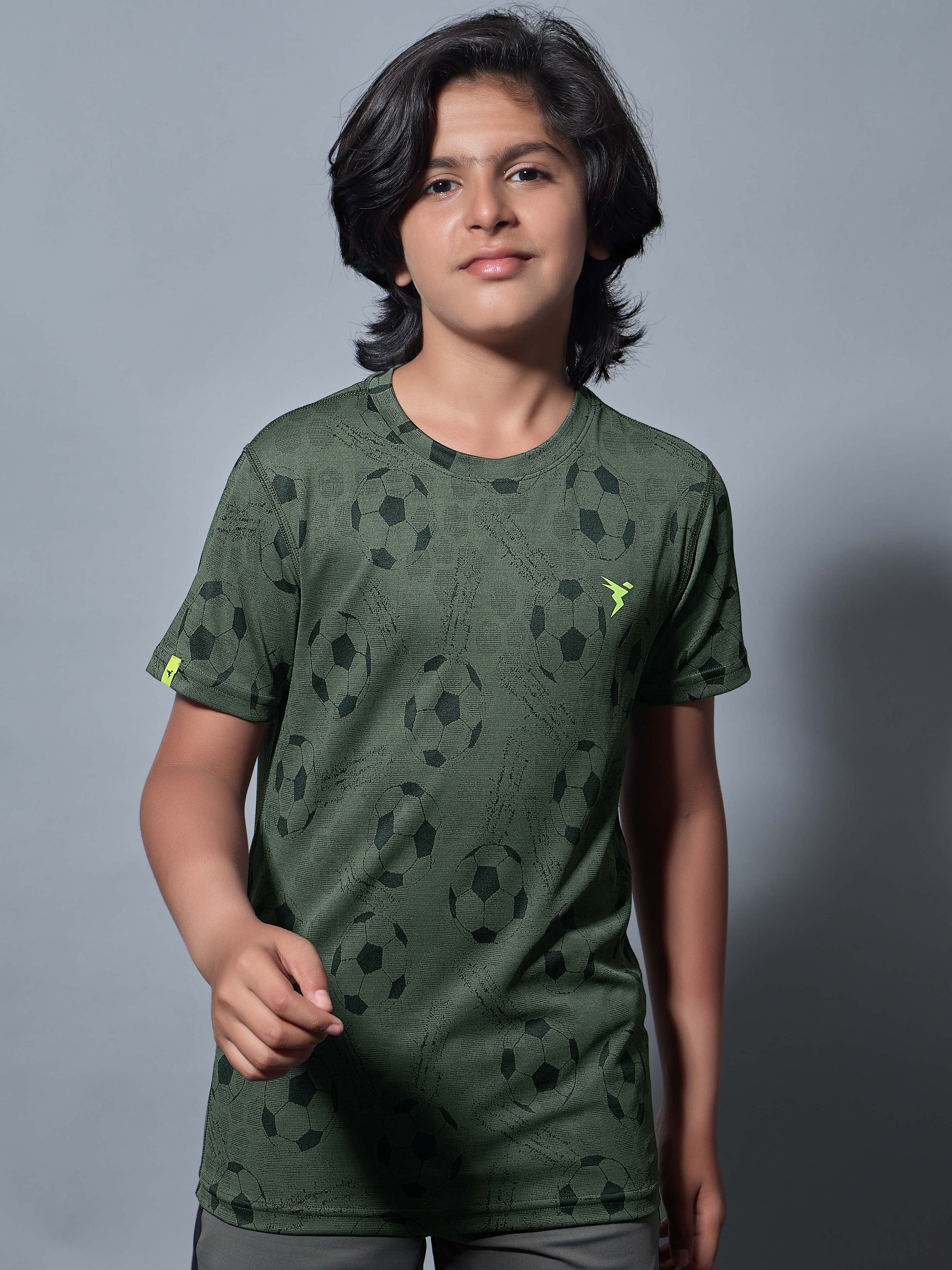 Boys Self Design Slim Fit Crew Neck T-shirt with DOUBLE COOL - Image 2