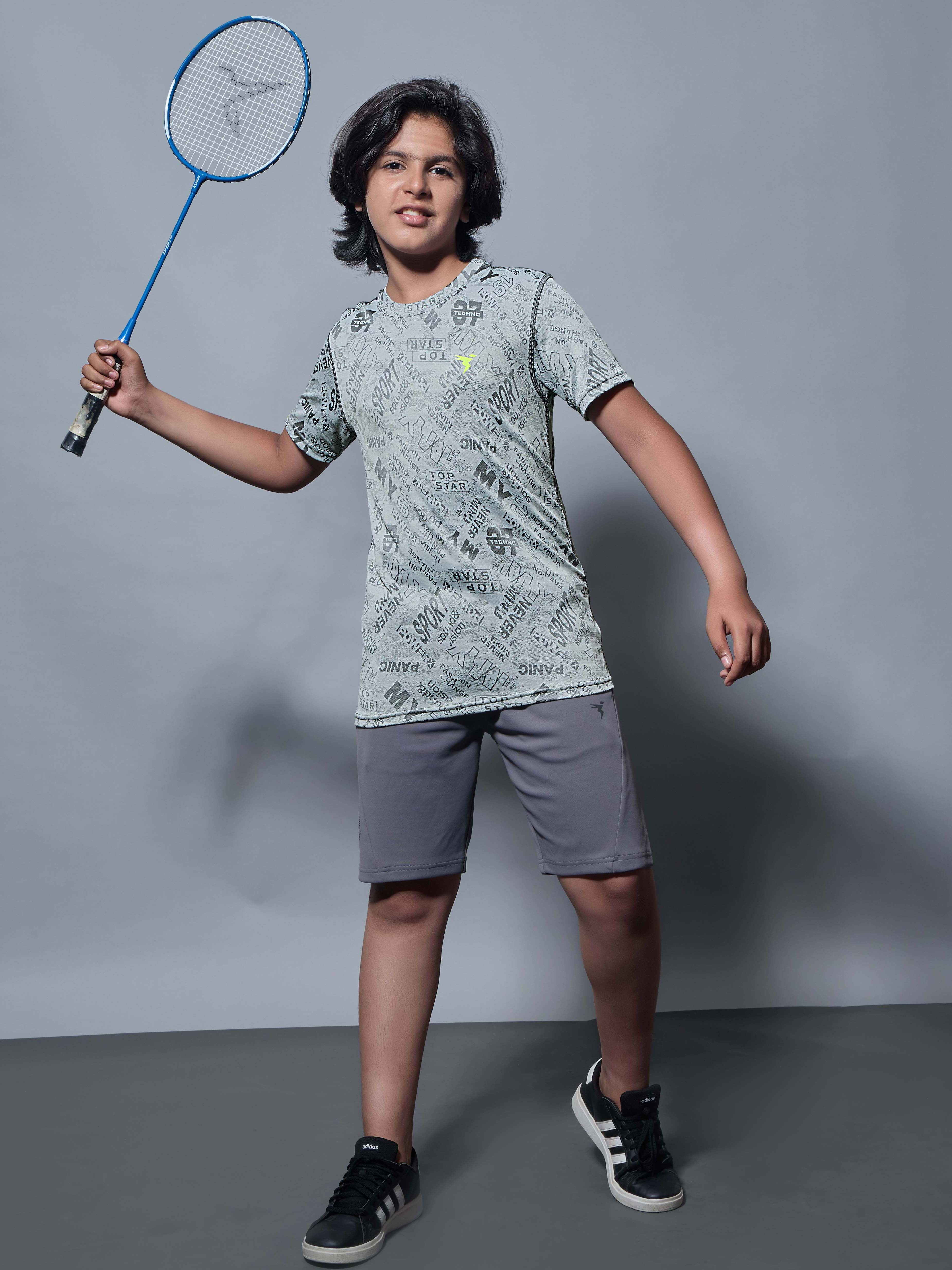 Boys Self Design Slim Fit Crew Neck T-shirt with DOUBLE COOL - Image 5