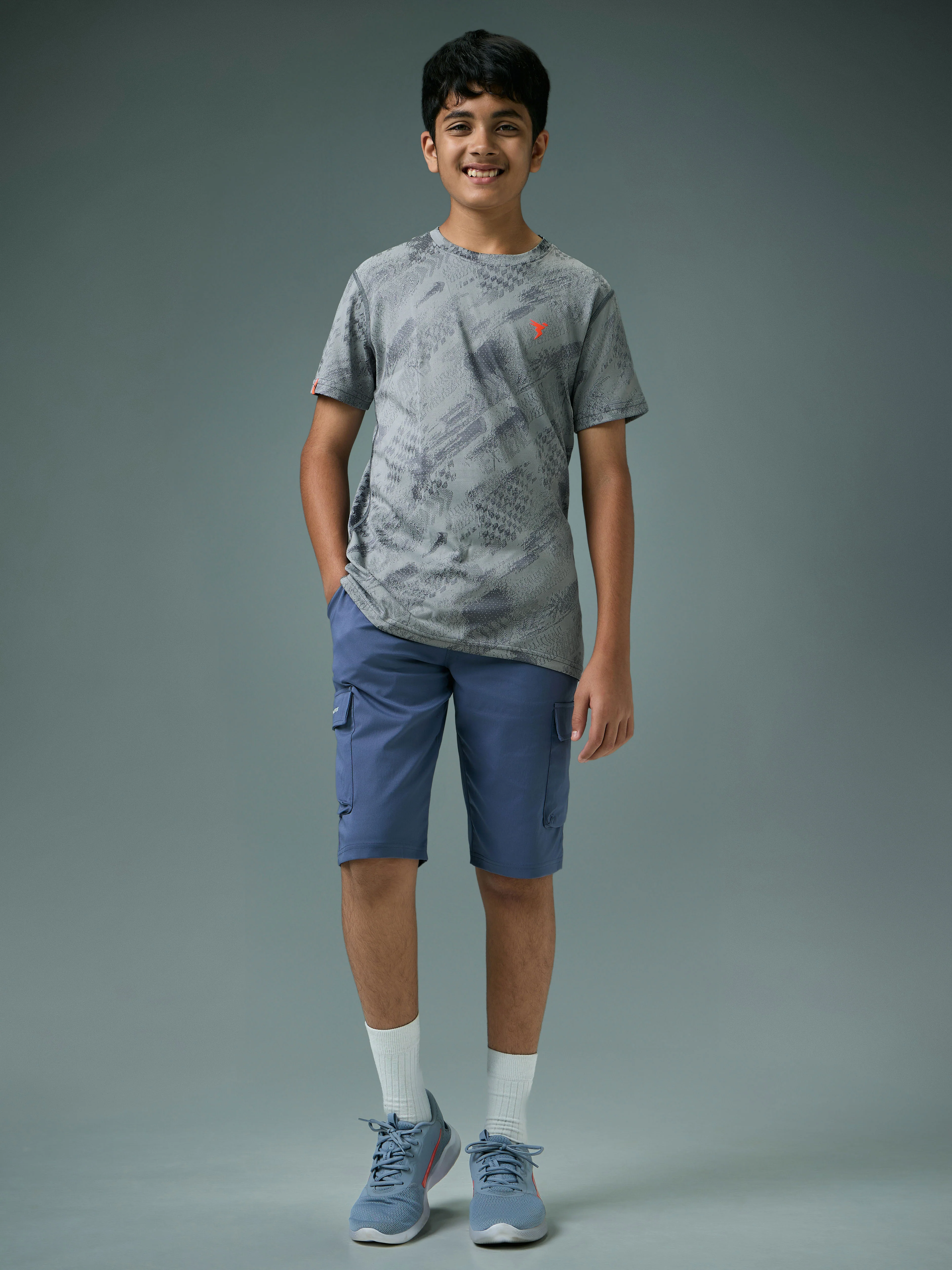 Boys Self Design Slim Fit Crew Neck T-shirt with DOUBLE COOL - Image 5