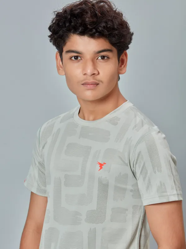 Boys Self Design Slim Fit Crew Neck T-shirt with DOUBLE COOL - Image 5