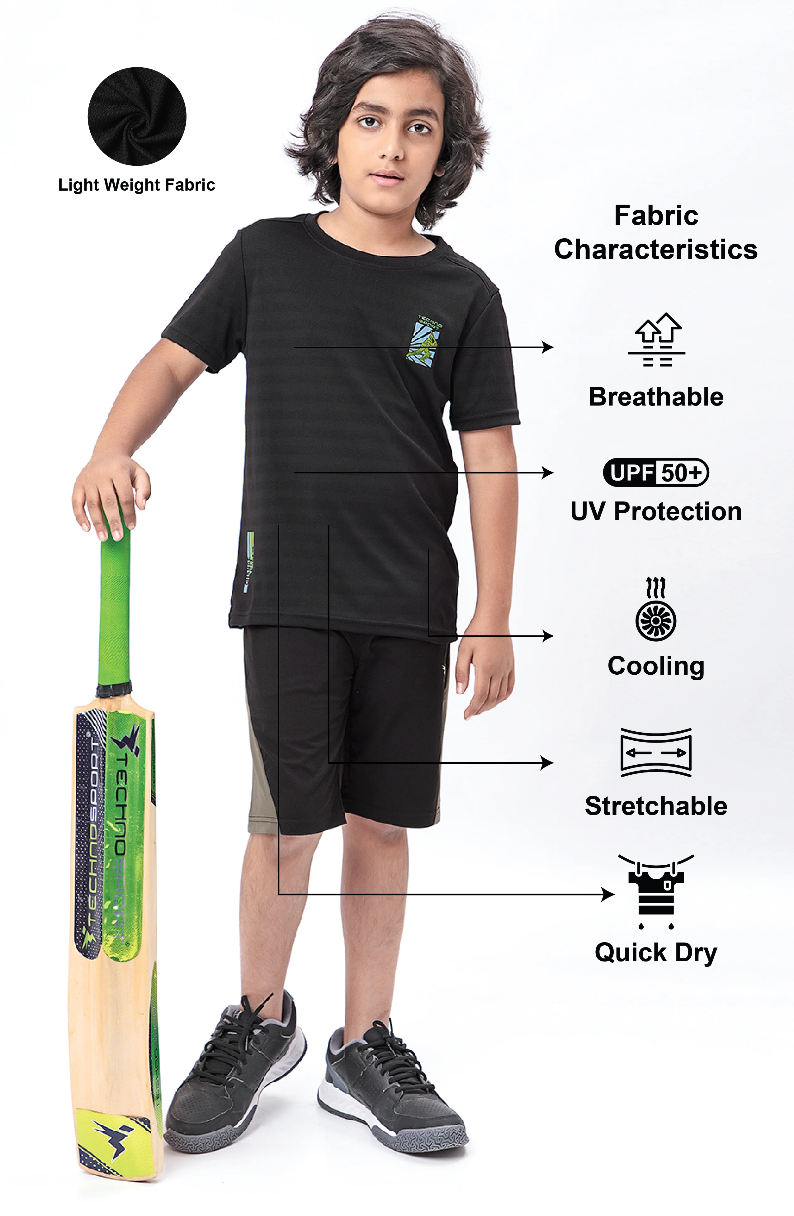 Boys Solid Slim Fit Crew Neck T-shirt with DOUBLE COOL - Image 4