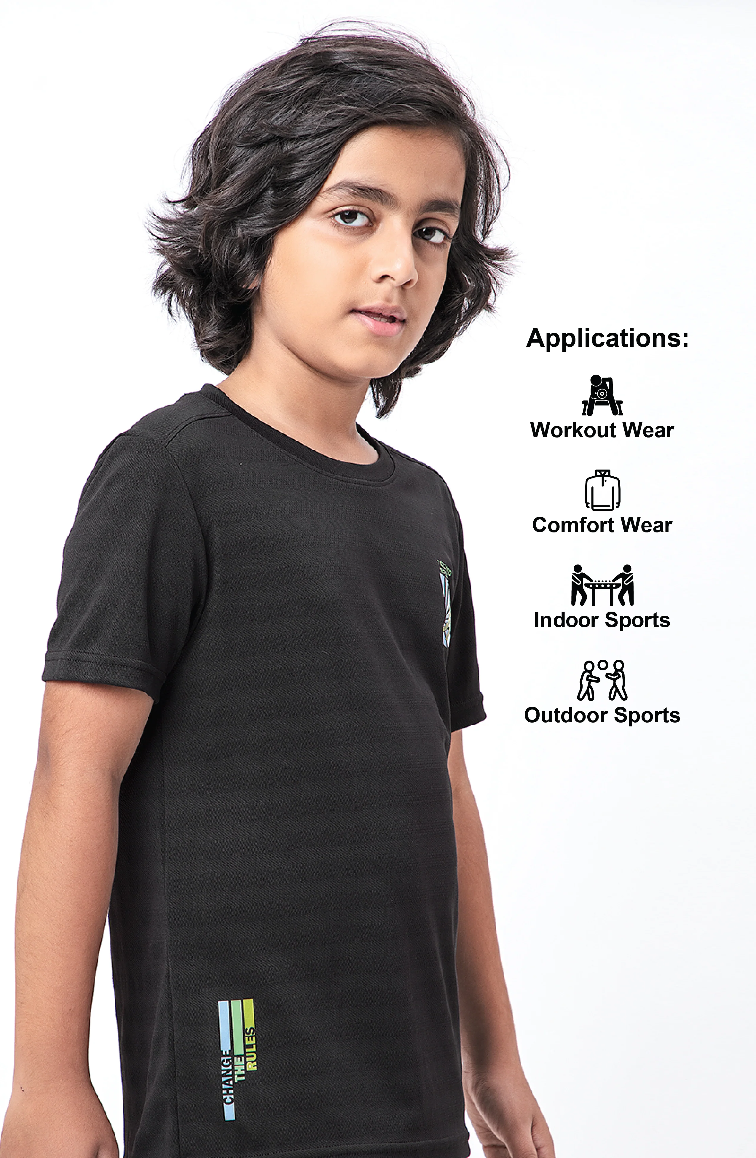 Boys Solid Slim Fit Crew Neck T-shirt with DOUBLE COOL - Image 5