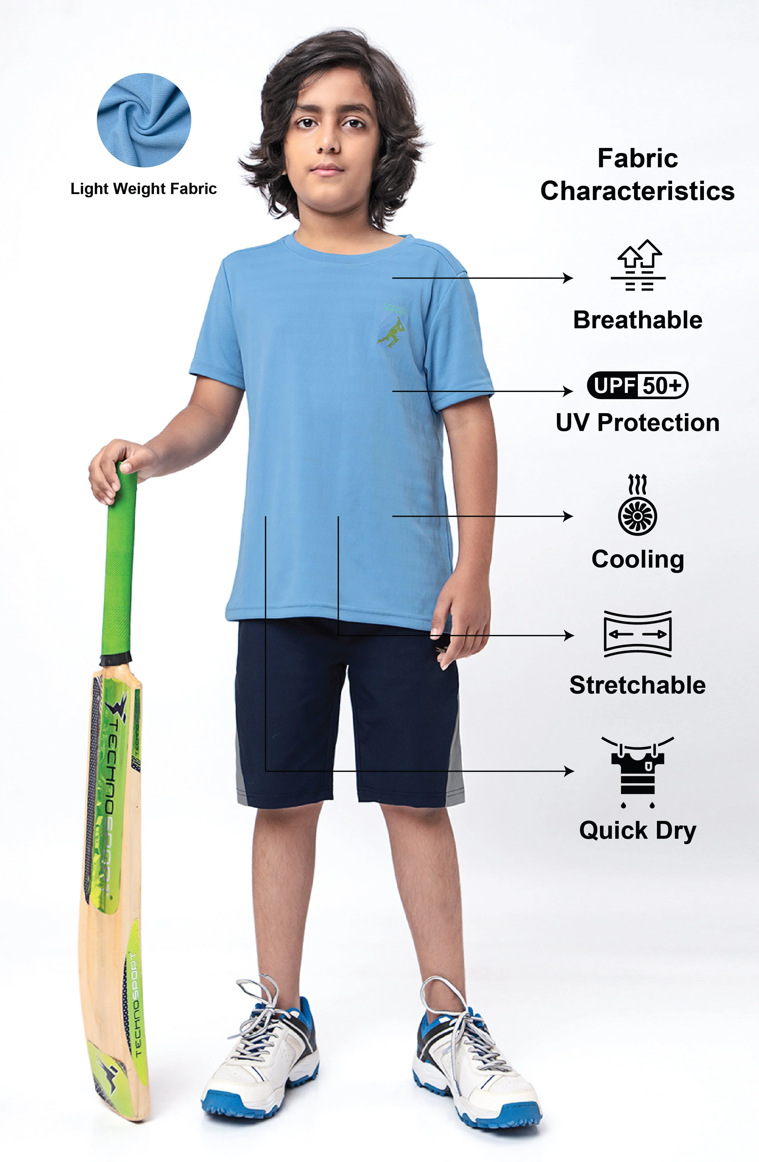 Boys Solid Slim Fit Crew Neck T-shirt with DOUBLE COOL - Image 4