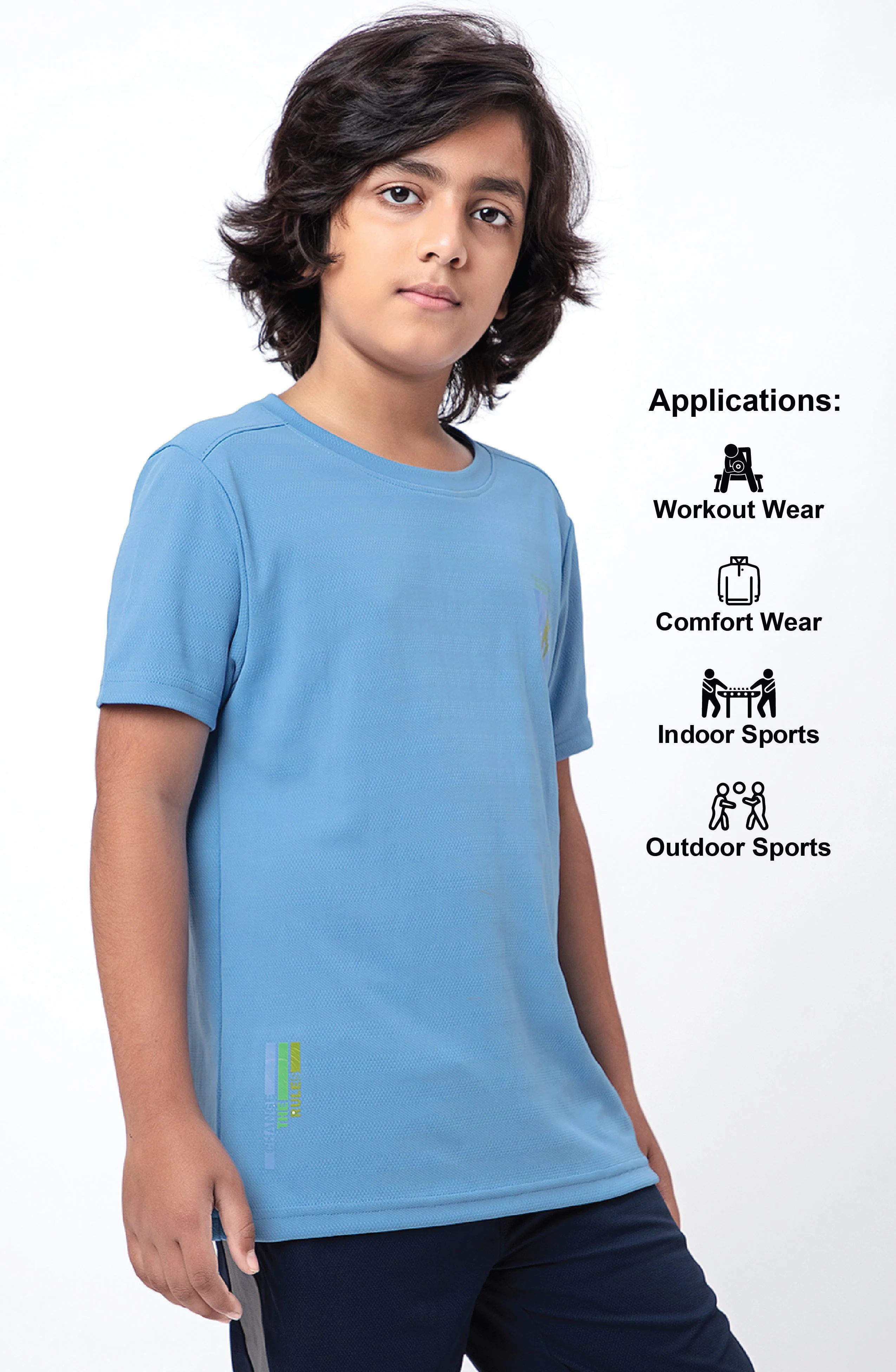 Boys Solid Slim Fit Crew Neck T-shirt with DOUBLE COOL - Image 5