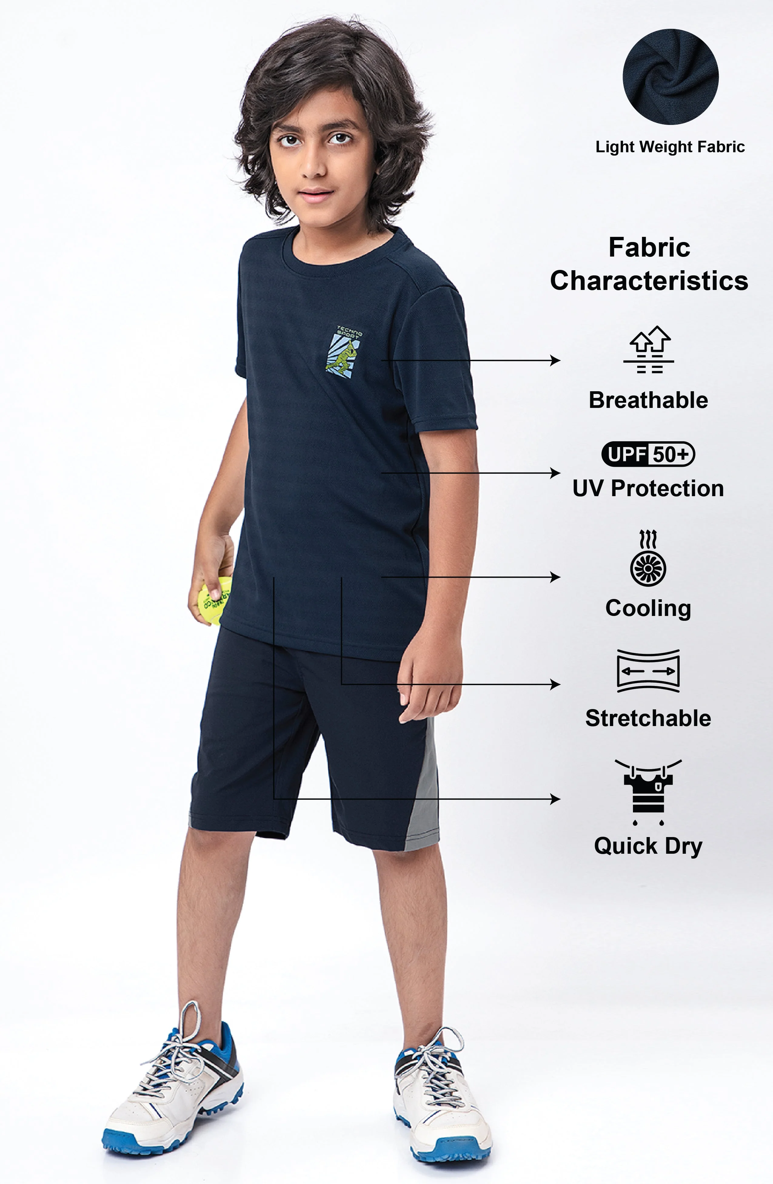 Boys Solid Slim Fit Crew Neck T-shirt with DOUBLE COOL - Image 4