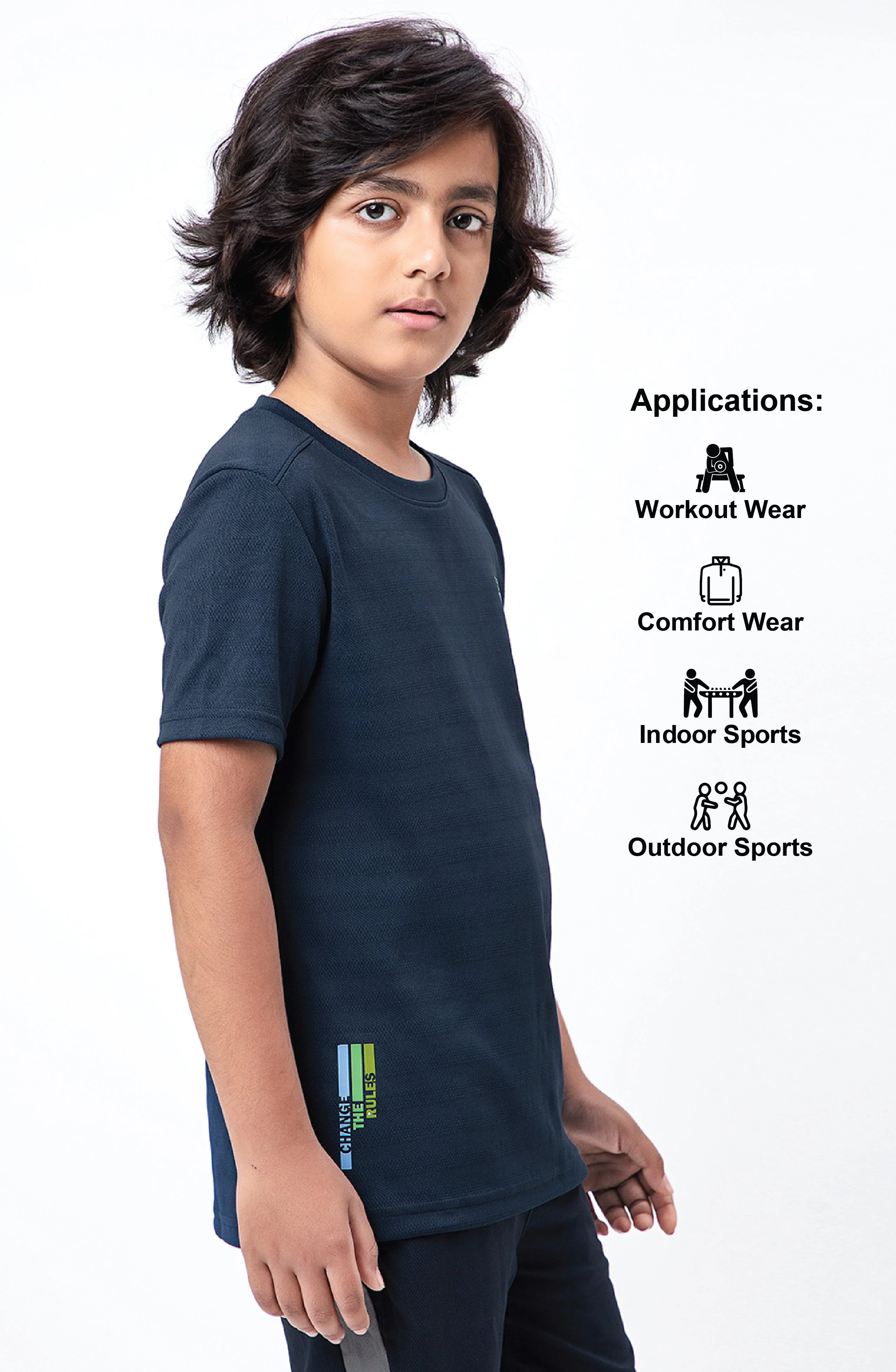 Boys Solid Slim Fit Crew Neck T-shirt with DOUBLE COOL - Image 5