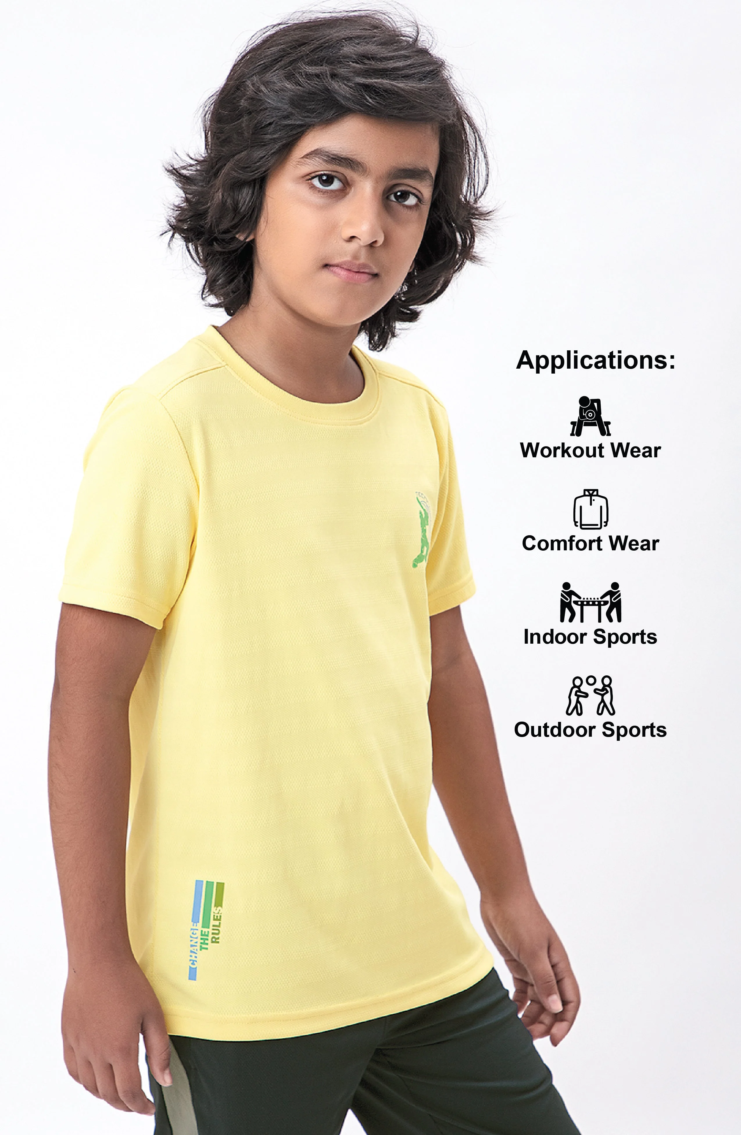 Boys Solid Slim Fit Crew Neck T-shirt with DOUBLE COOL - Image 4