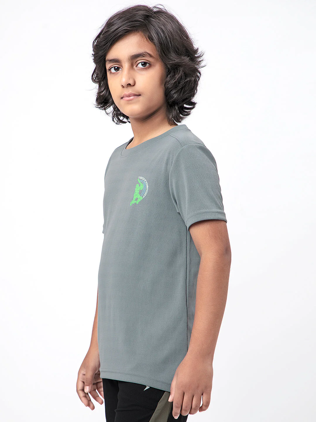 Boys Solid Slim Fit Crew Neck T-shirt with DOUBLE COOL - Image 3