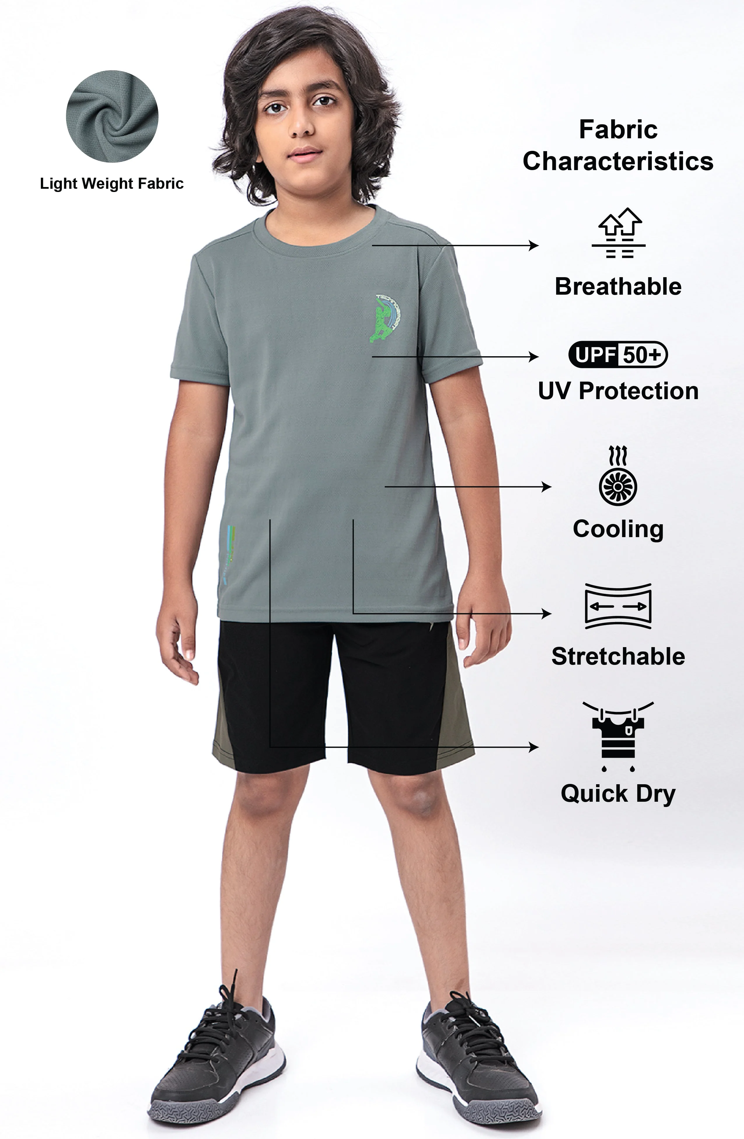 Boys Solid Slim Fit Crew Neck T-shirt with DOUBLE COOL - Image 4