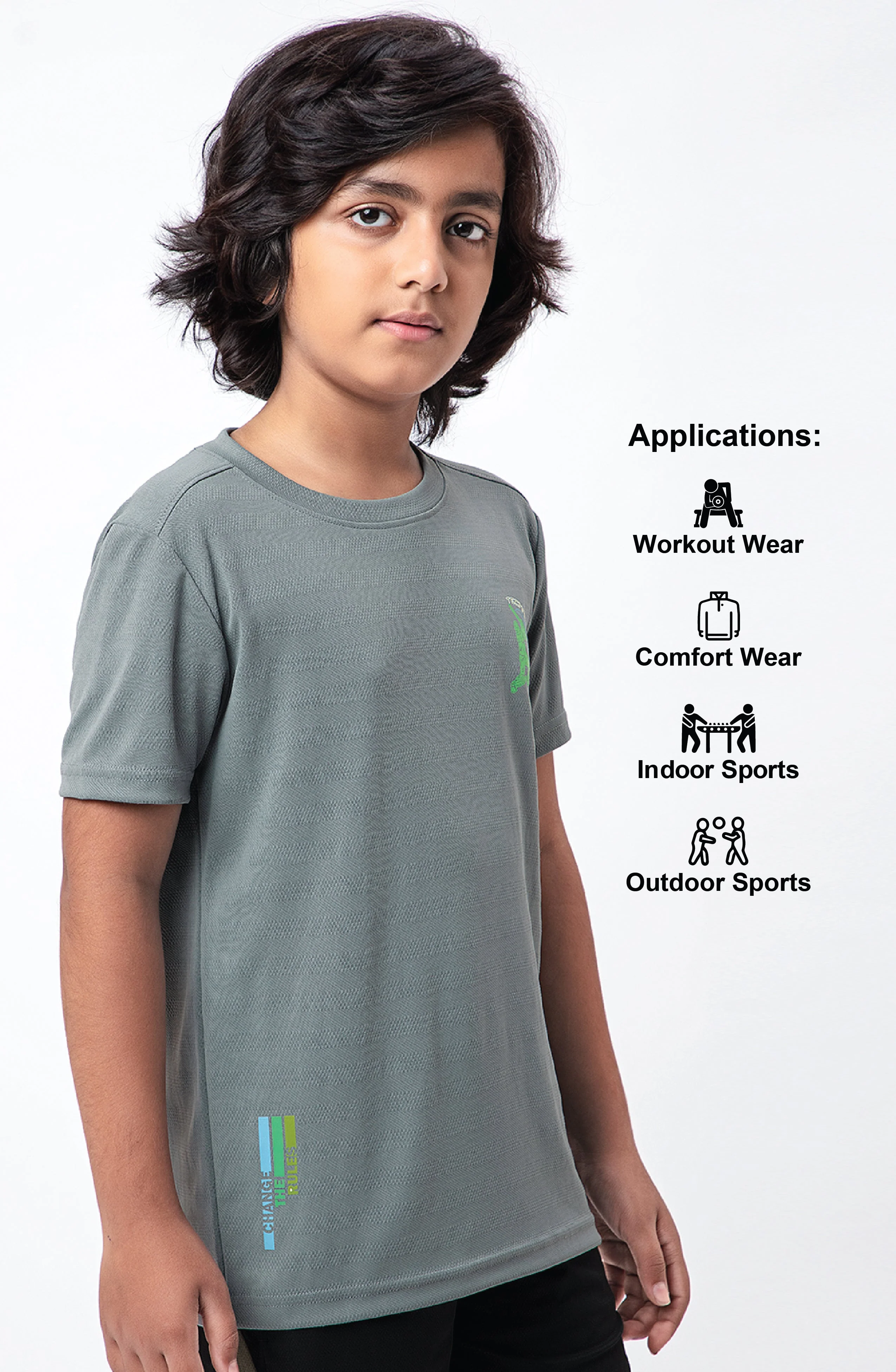 Boys Solid Slim Fit Crew Neck T-shirt with DOUBLE COOL - Image 5