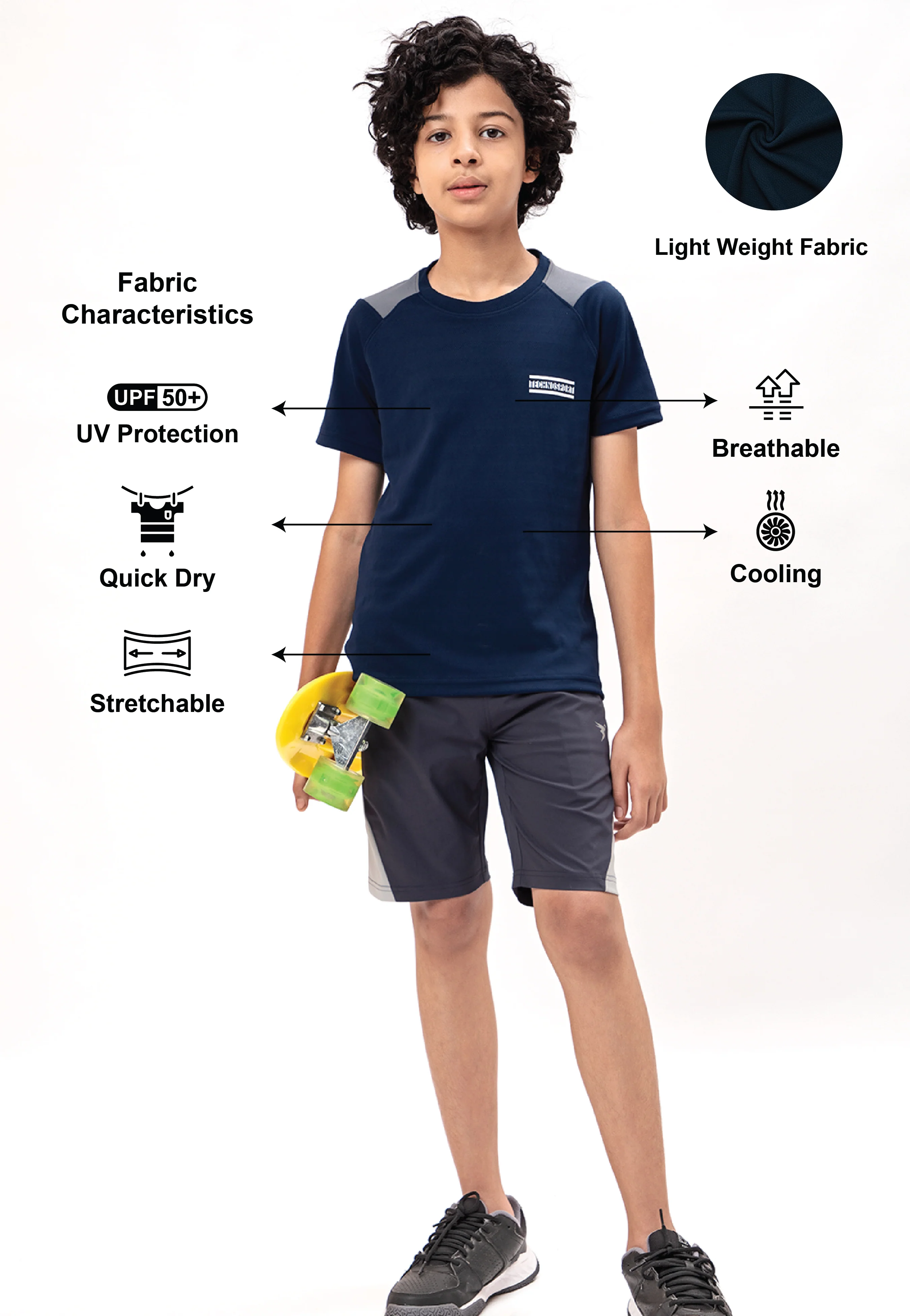 Boys Colorblock Slim Fit Crew Neck T-shirt with TECHNO COOL+ - Image 4