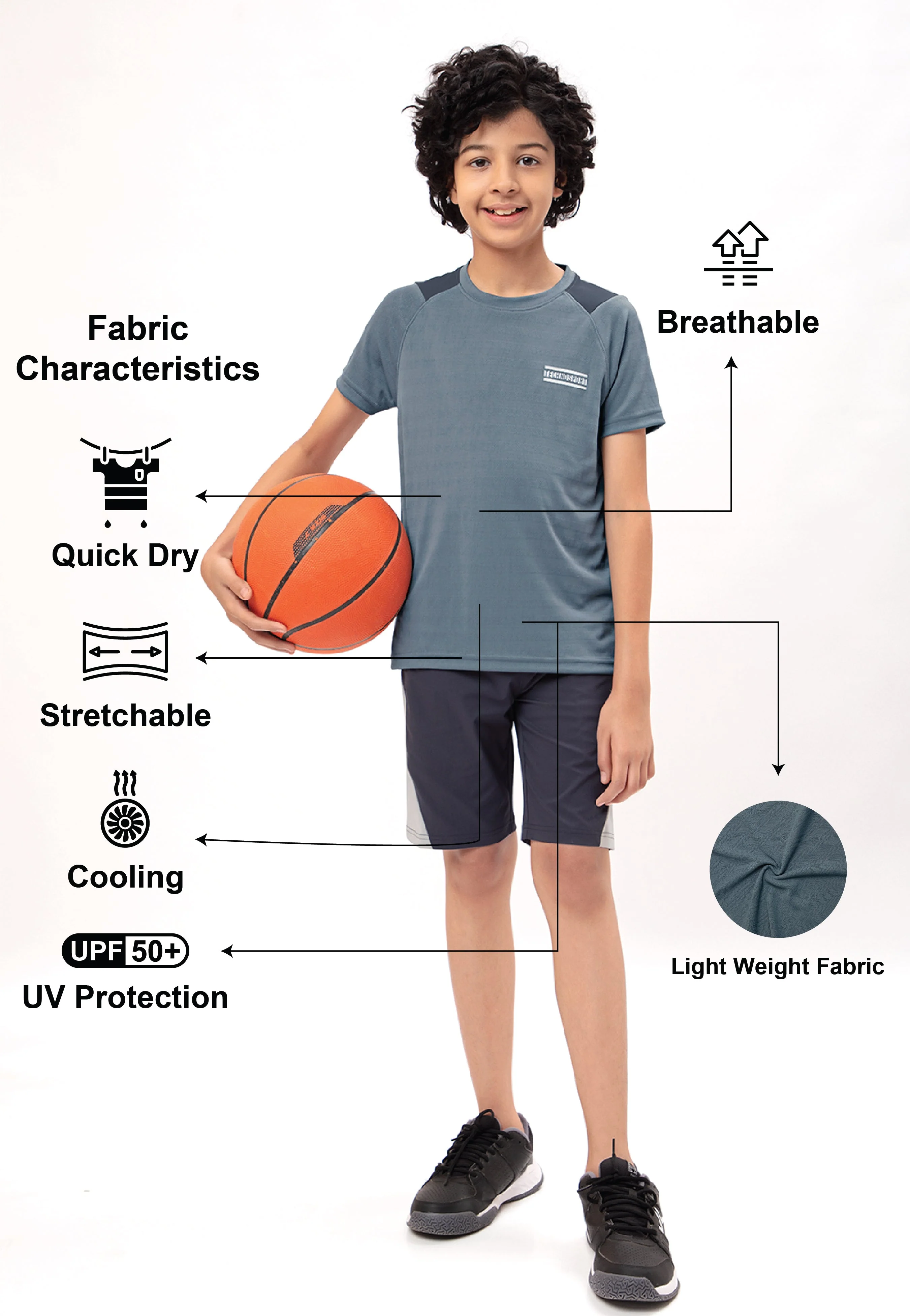 Boys Colorblock Slim Fit Crew Neck T-shirt with TECHNO COOL+ - Image 5