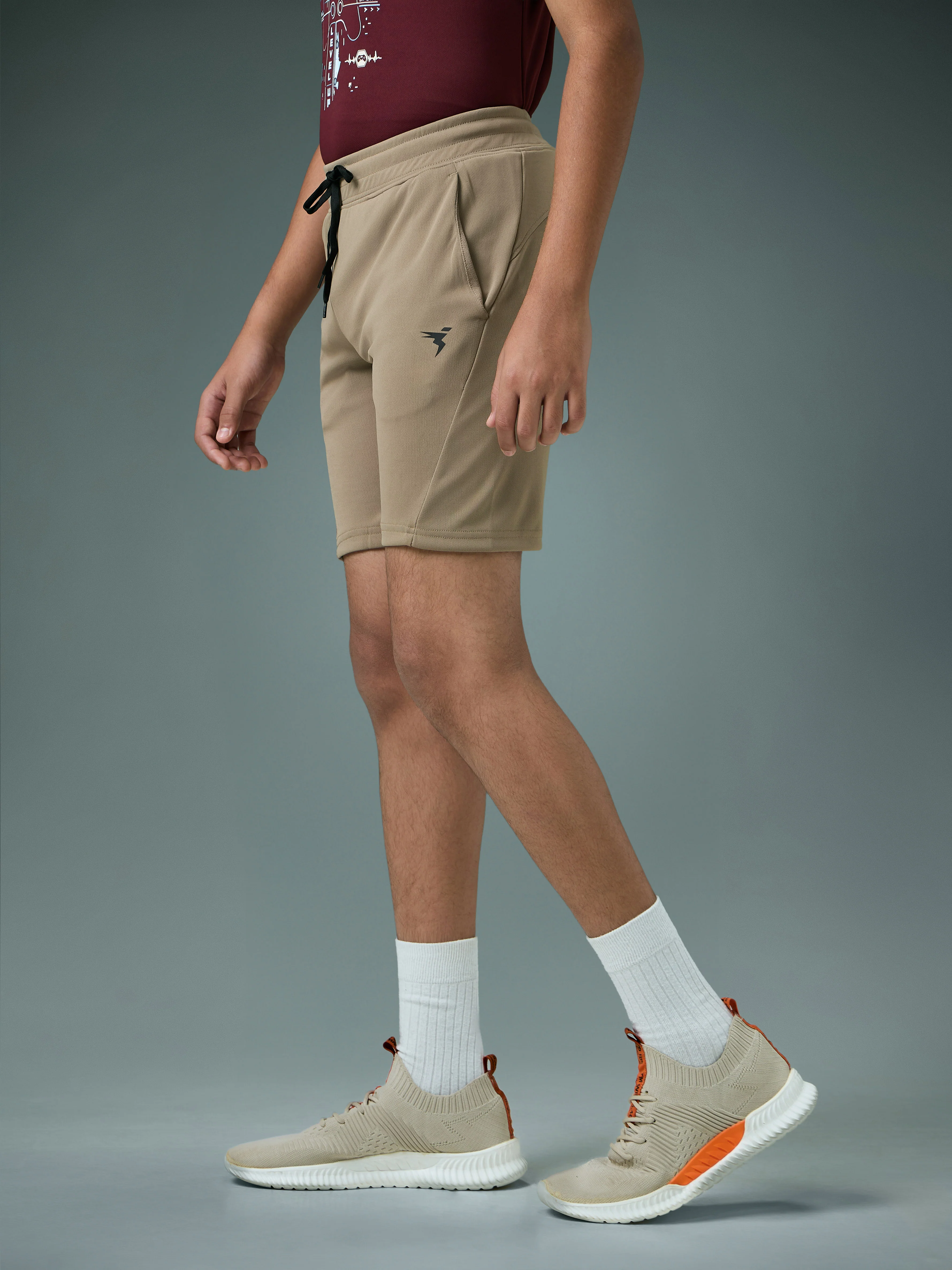 Boys Solid Slim Fit Shorts with TECHNO GUARD - Image 4