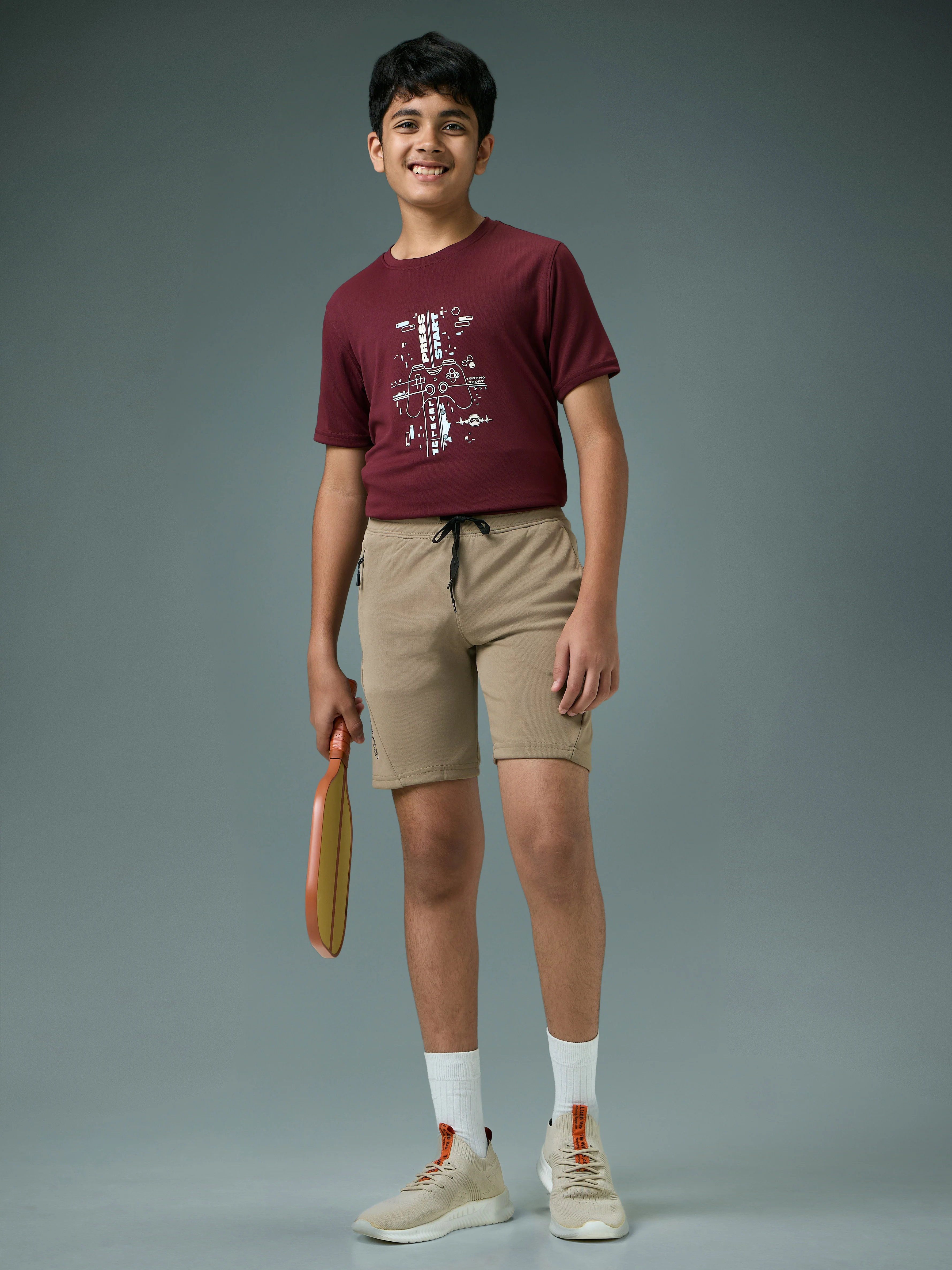 Boys Solid Slim Fit Shorts with TECHNO GUARD - Image 5
