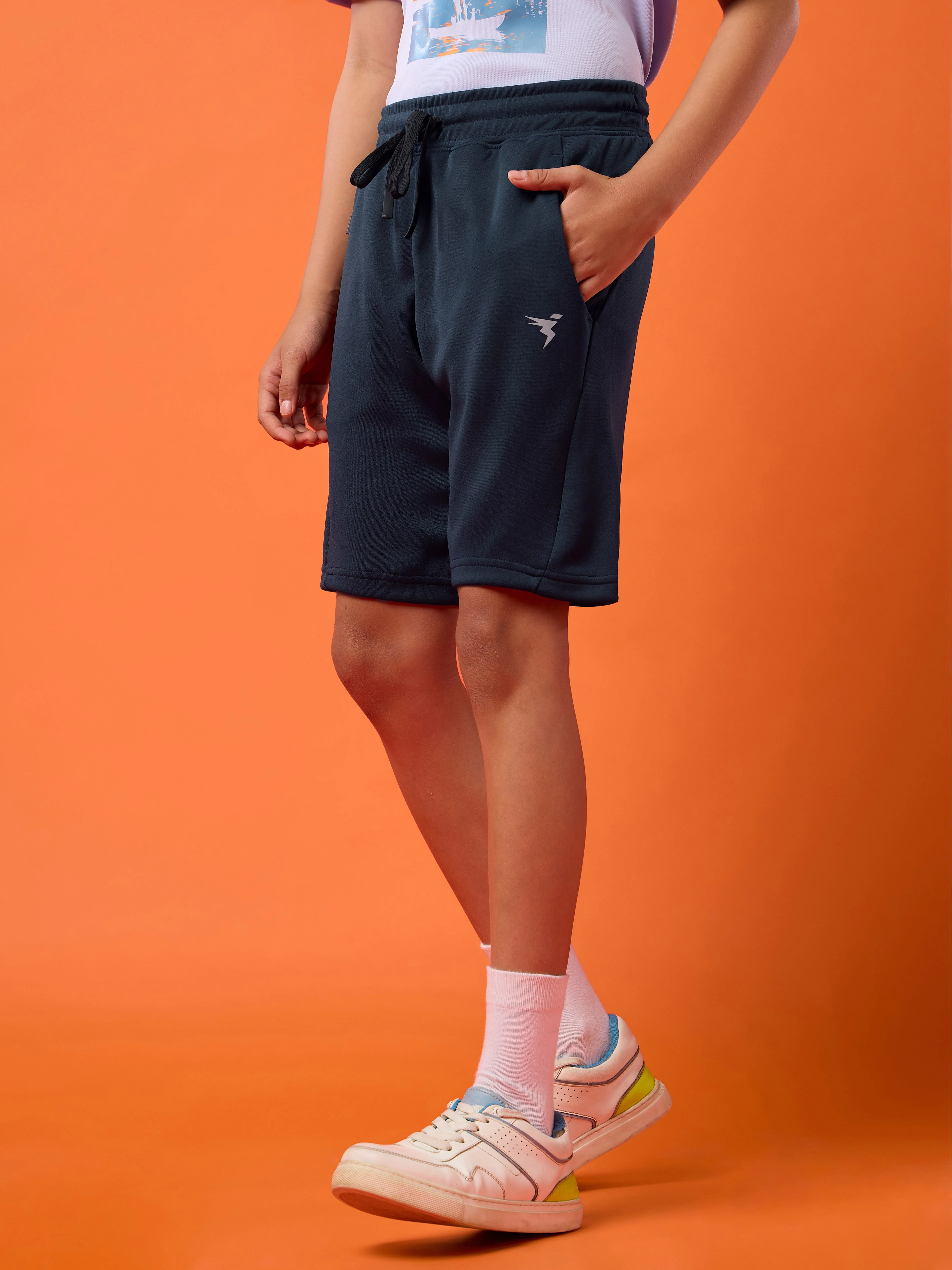 Boys Solid Slim Fit Shorts with TECHNO GUARD - Image 4
