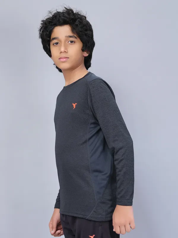 Boys Melange Slim Fit Crew Neck T-shirt with DOUBLE COOL - Image 5