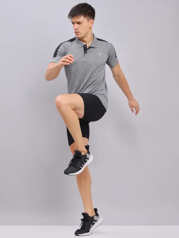 Men Melange Slim Fit Polo T-shirt with DOUBLE COOL - Image 2