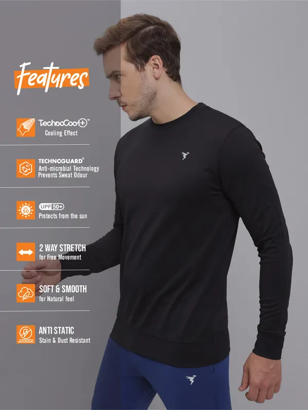 Men Solid Slim Fit Crew Neck T-shirt with ELASTO PLUS - Image 5