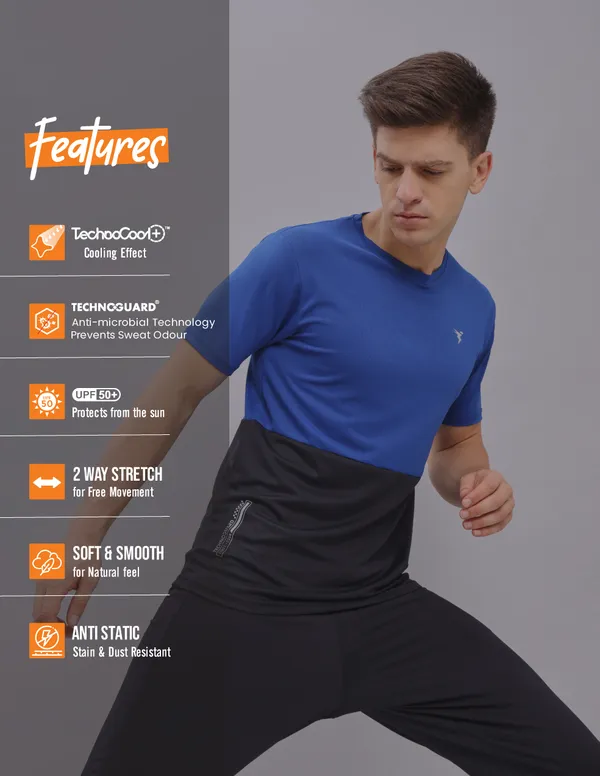 Men Colorblock Slim Fit Crew Neck T-shirt with DOUBLE COOL - Image 6