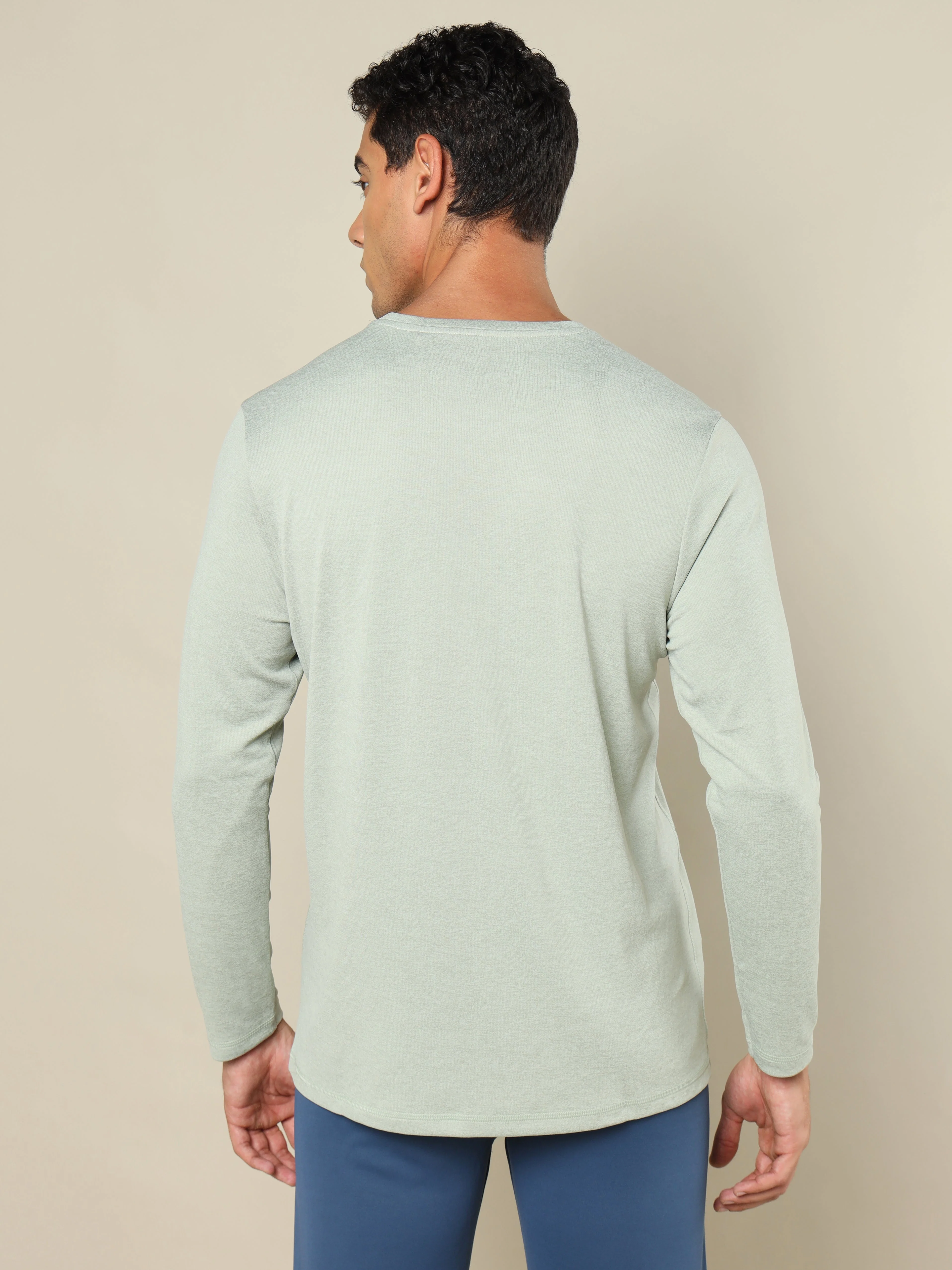 Men Melange Slim Fit Crew Neck T-shirt with DOUBLE COOL - Image 3
