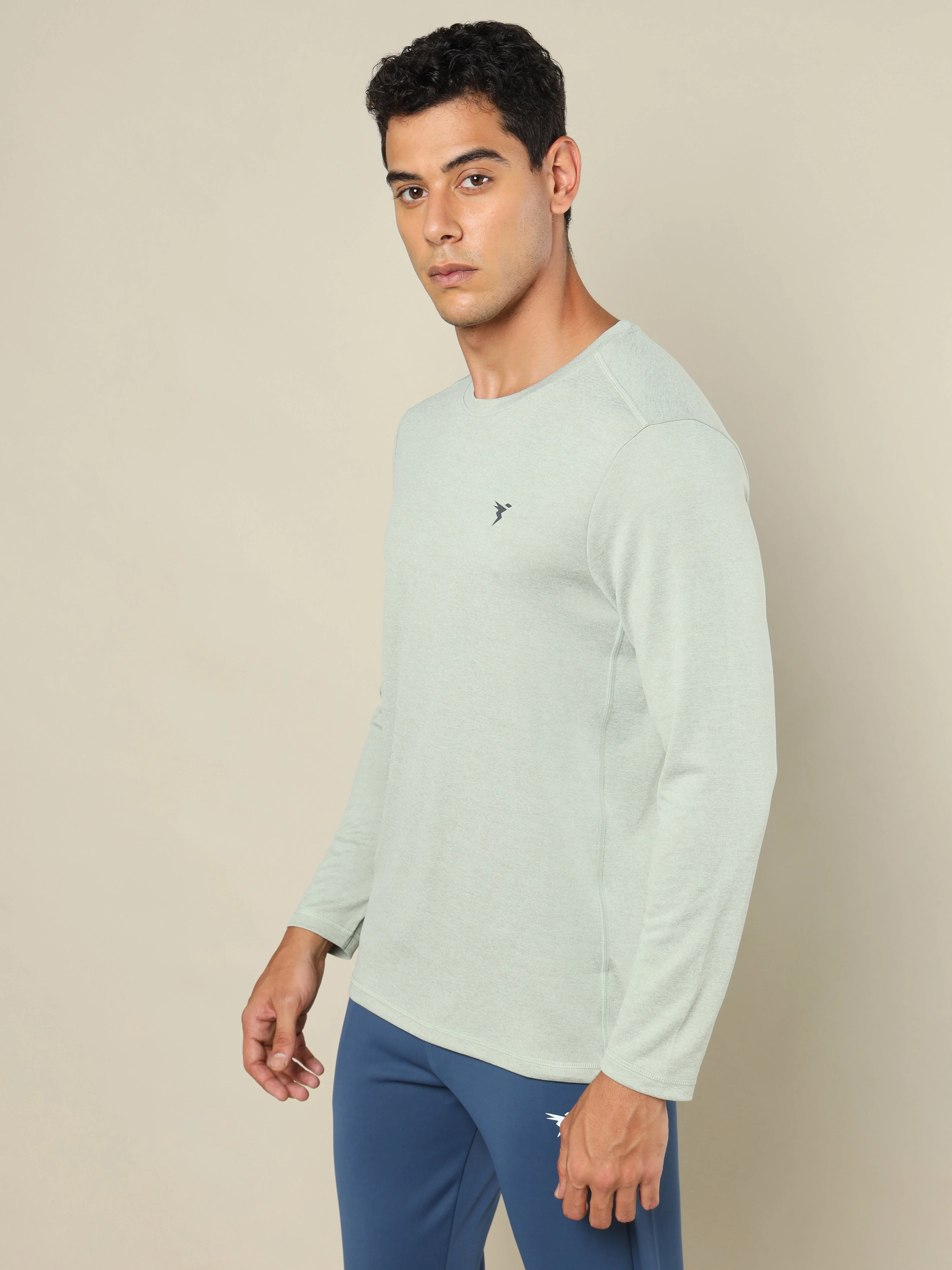 Men Melange Slim Fit Crew Neck T-shirt with DOUBLE COOL - Image 4