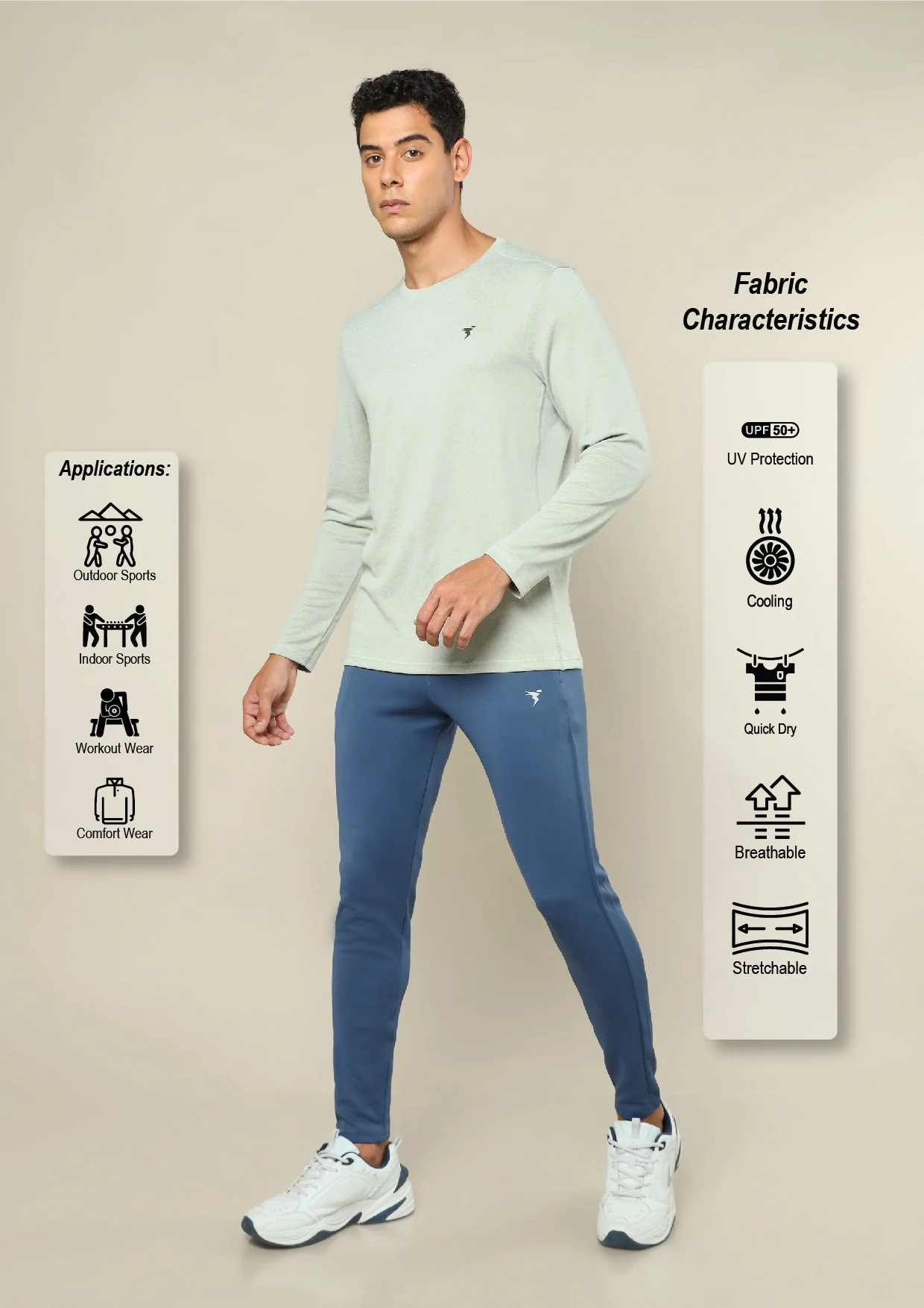 Men Melange Slim Fit Crew Neck T-shirt with DOUBLE COOL - Image 5