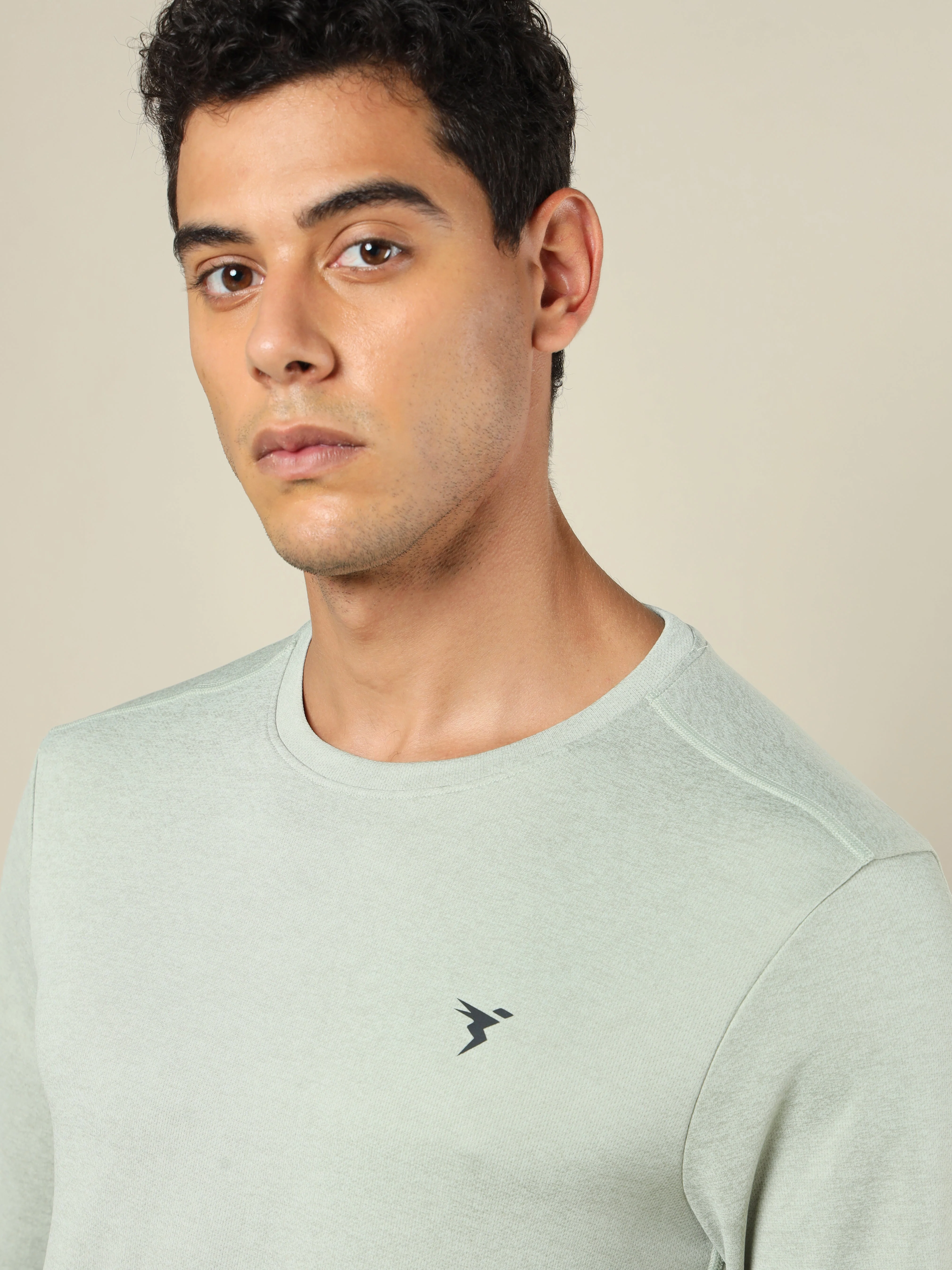 Men Melange Slim Fit Crew Neck T-shirt with DOUBLE COOL - Image 6
