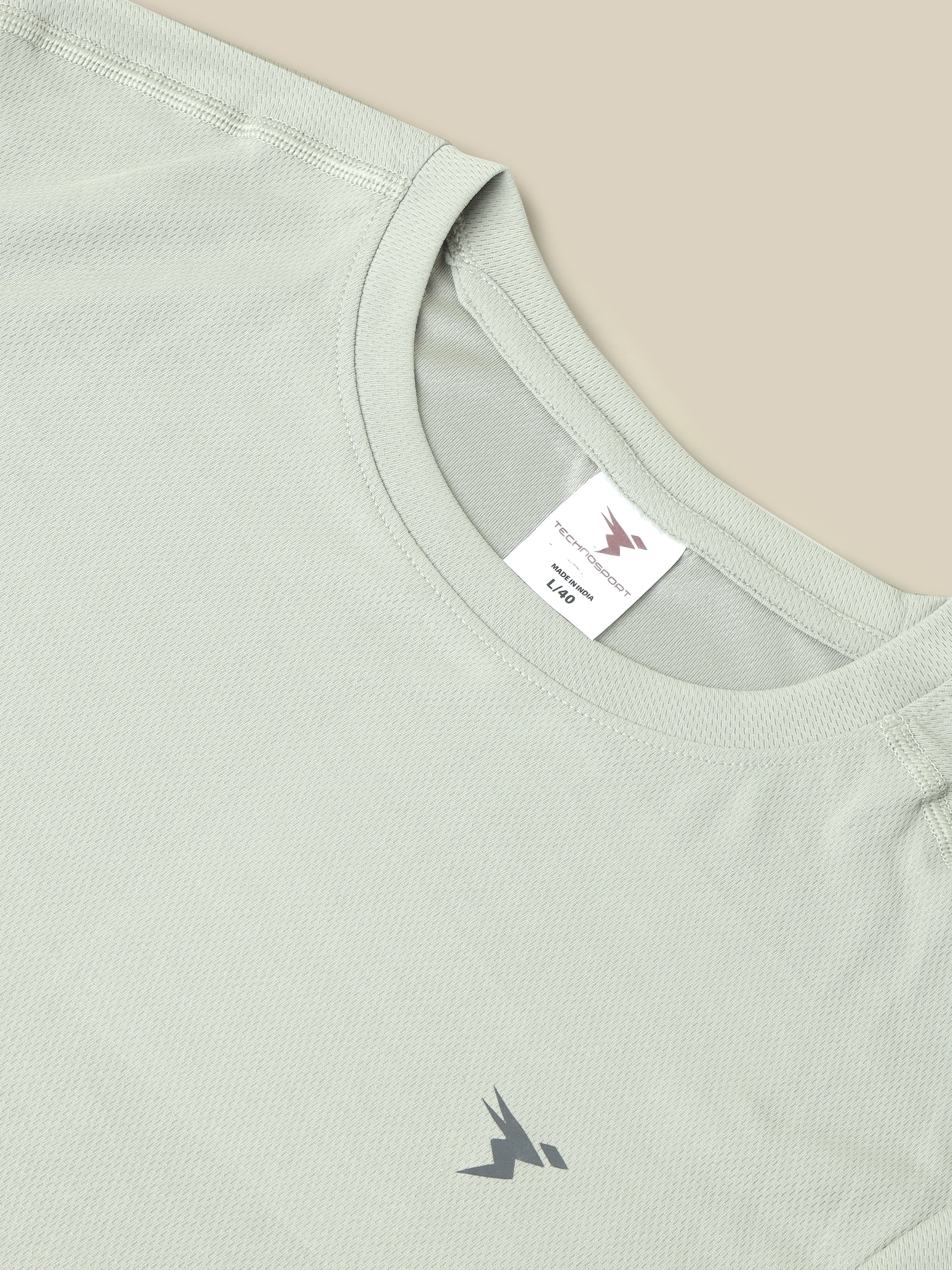 Men Melange Slim Fit Crew Neck T-shirt with DOUBLE COOL - Image 7