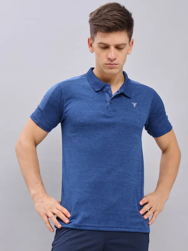 Men Melange Slim Fit Polo T-shirt with DOUBLE COOL - Image 4