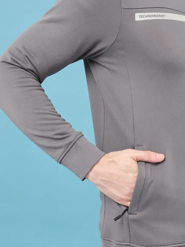 Men Solid Slim Fit Hooded Jacket with TECHNO DRY - Image 7