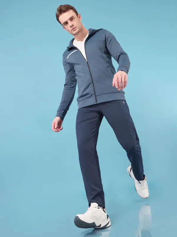 Men Solid Slim Fit Hooded Jacket with TECHNO DRY - Image 4