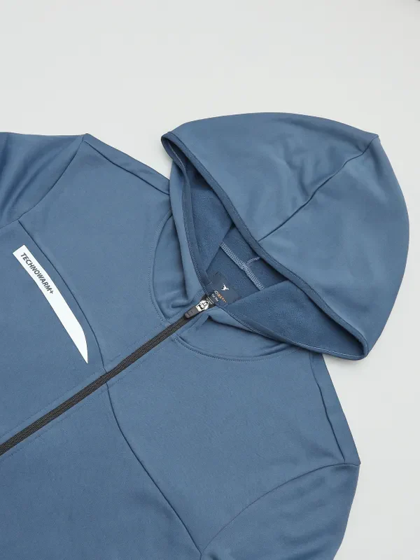 Men Solid Slim Fit Hooded Jacket with TECHNO DRY - Image 7