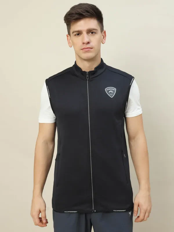 Men Solid Slim Fit Mock Neck Jacket with TECHNOLITE - Image 5