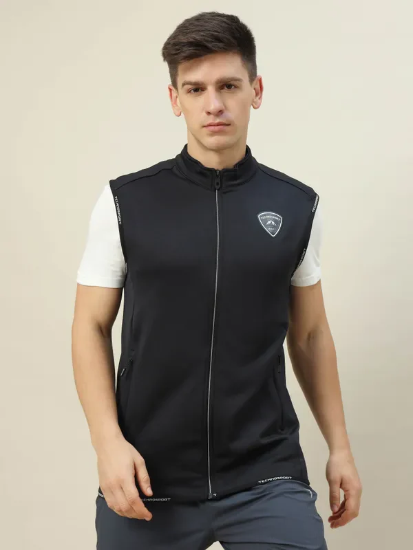 Men Solid Slim Fit Mock Neck Jacket with TECHNOLITE - Image 7