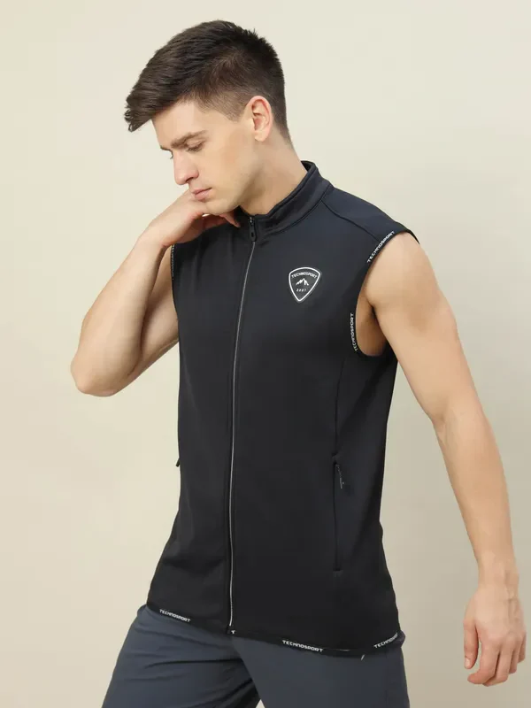 Men Solid Slim Fit Mock Neck Jacket with TECHNOLITE - Image 8