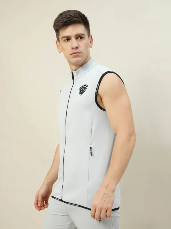 Men Solid Slim Fit Mock Neck Jacket with TECHNOLITE - Image 6