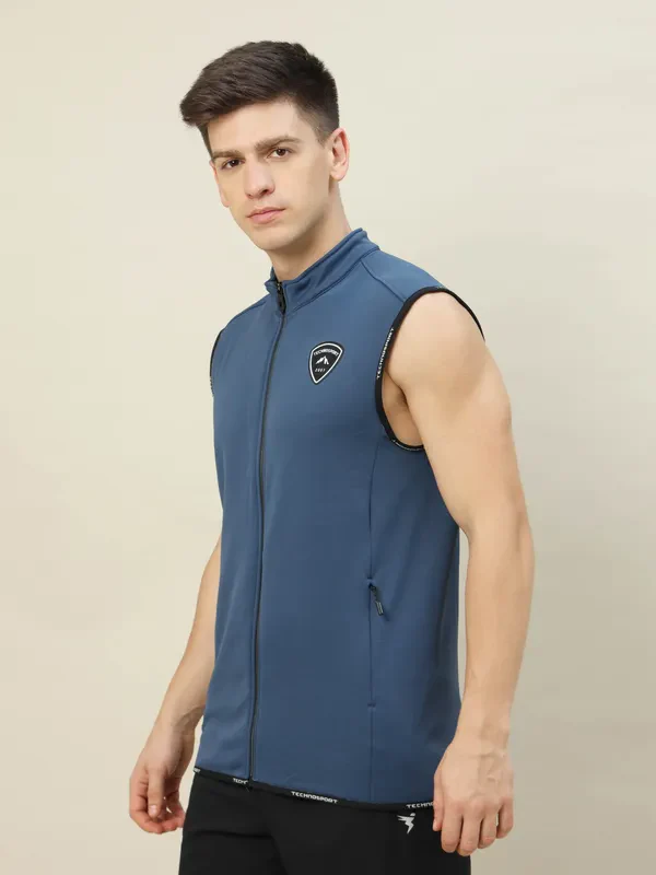 Men Solid Slim Fit Mock Neck Jacket with TECHNOLITE - Image 6