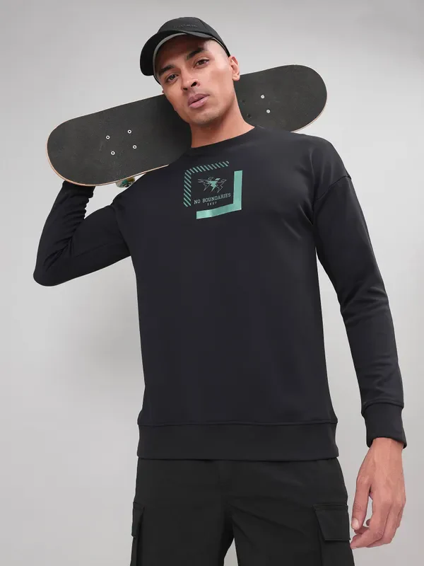 Men Printed Slim Fit Crew Neck Sweatshirt with ELASTO PLUS - Image 2
