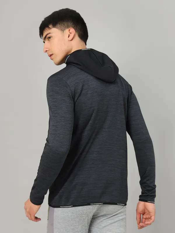 Men Melange Slim Fit Hooded Jacket with TECHNOLITE - Image 3
