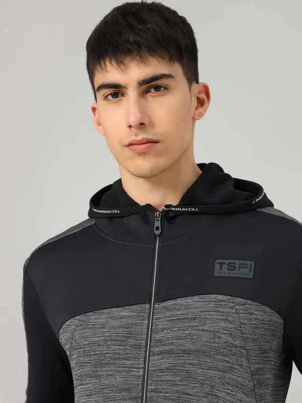 Men Melange Slim Fit Hooded Jacket with TECHNOLITE - Image 6