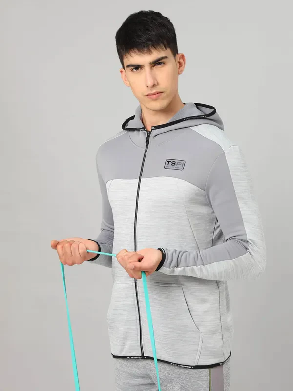 Men Melange Slim Fit Hooded Jacket with TECHNOLITE - Image 6