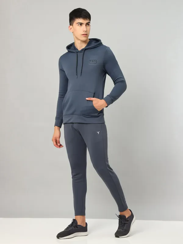 Men Solid Slim Fit Hooded Sweatshirt  with TECHNO DRY - Image 5