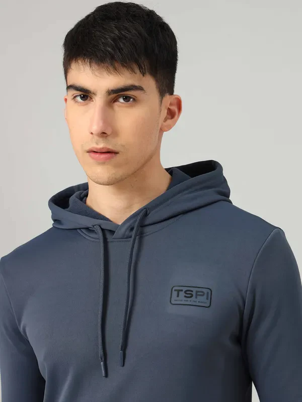Men Solid Slim Fit Hooded Sweatshirt  with TECHNO DRY - Image 6
