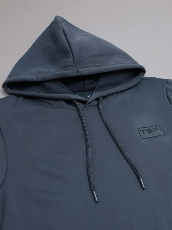 Men Solid Slim Fit Hooded Sweatshirt  with TECHNO DRY - Image 7