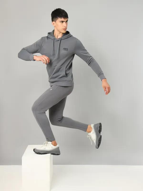 Men Solid Slim Fit Hooded Sweatshirt  with TECHNO DRY - Image 5