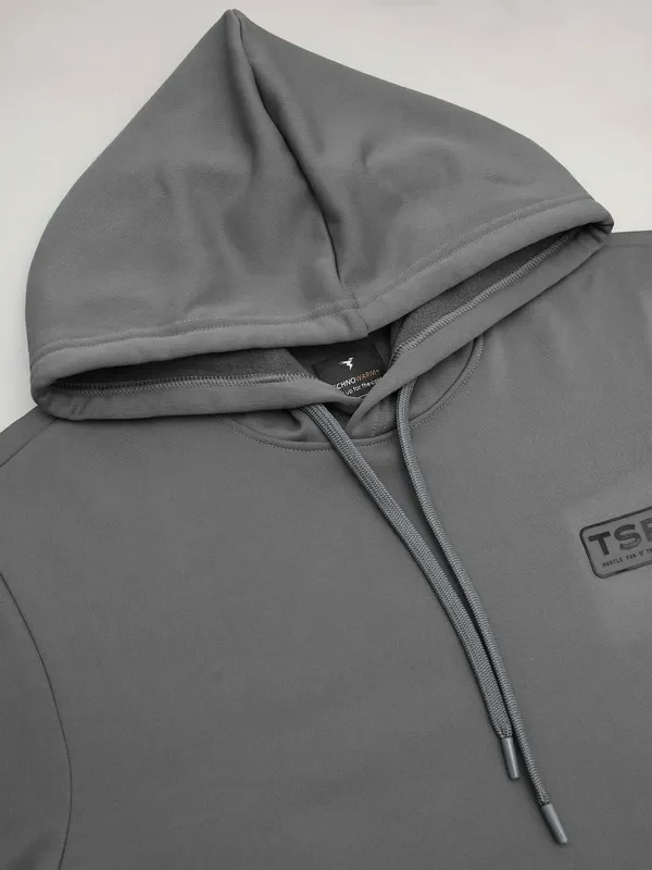 Men Solid Slim Fit Hooded Sweatshirt  with TECHNO DRY - Image 7