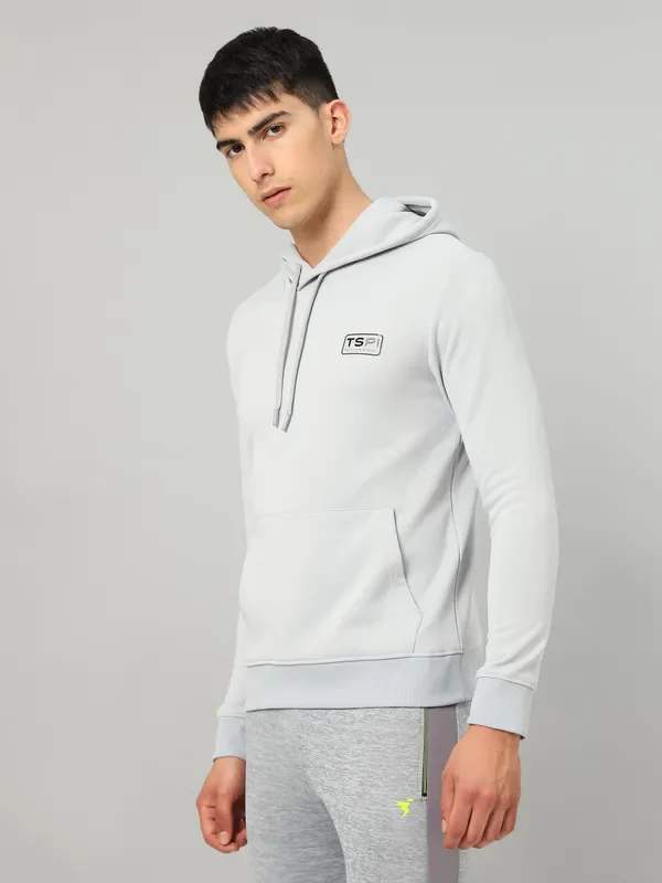 Men Solid Slim Fit Hooded Sweatshirt  with TECHNO DRY - Image 3